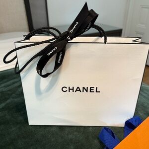 Copy Chanel White Bag with Black Ribbon